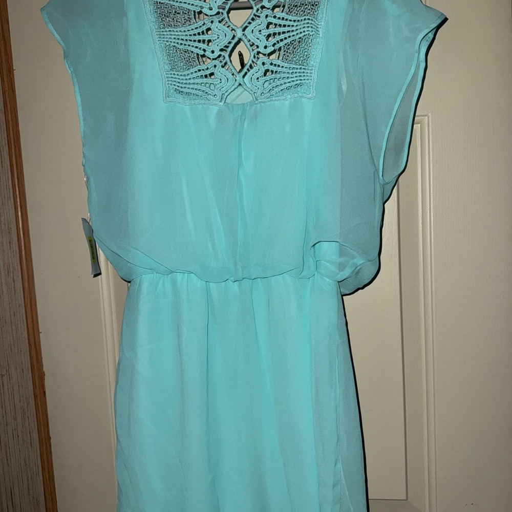 Joni Kristopher Elegant Aqua Sleeveless Dress BNWT - Picture 4 of 5